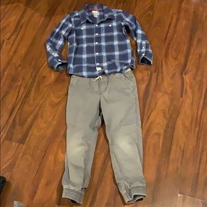 Boys Cat & Jack red shirt and grey pants